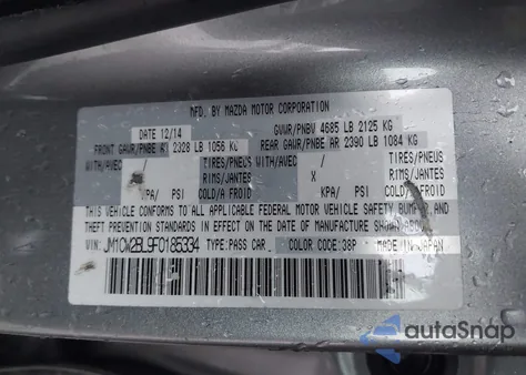 2015 Mazda Mazda5 Sport из США, поврежденный, VIN JM1CW2BL9F0185334